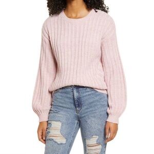New Blank NYC Heather Ribbed Crewneck Sweater in Lilac Mist